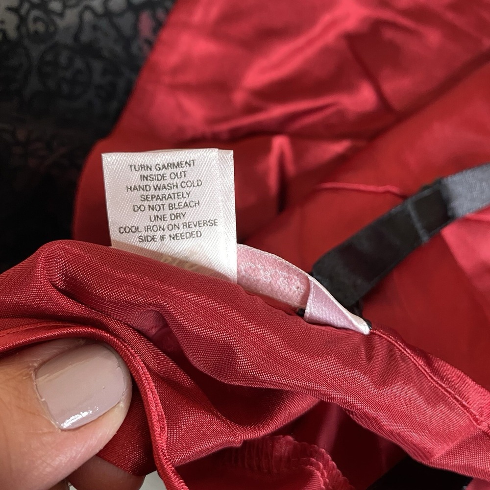 Victoria's Secret Silk Babydoll Lingerie Dress Size M Red Black Velvet Lace - Picture 8 of 10